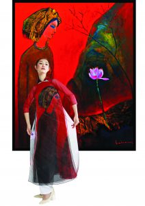 Hội họa trên tà áo dài huế