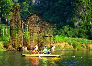 Stilt houses and paddy fields