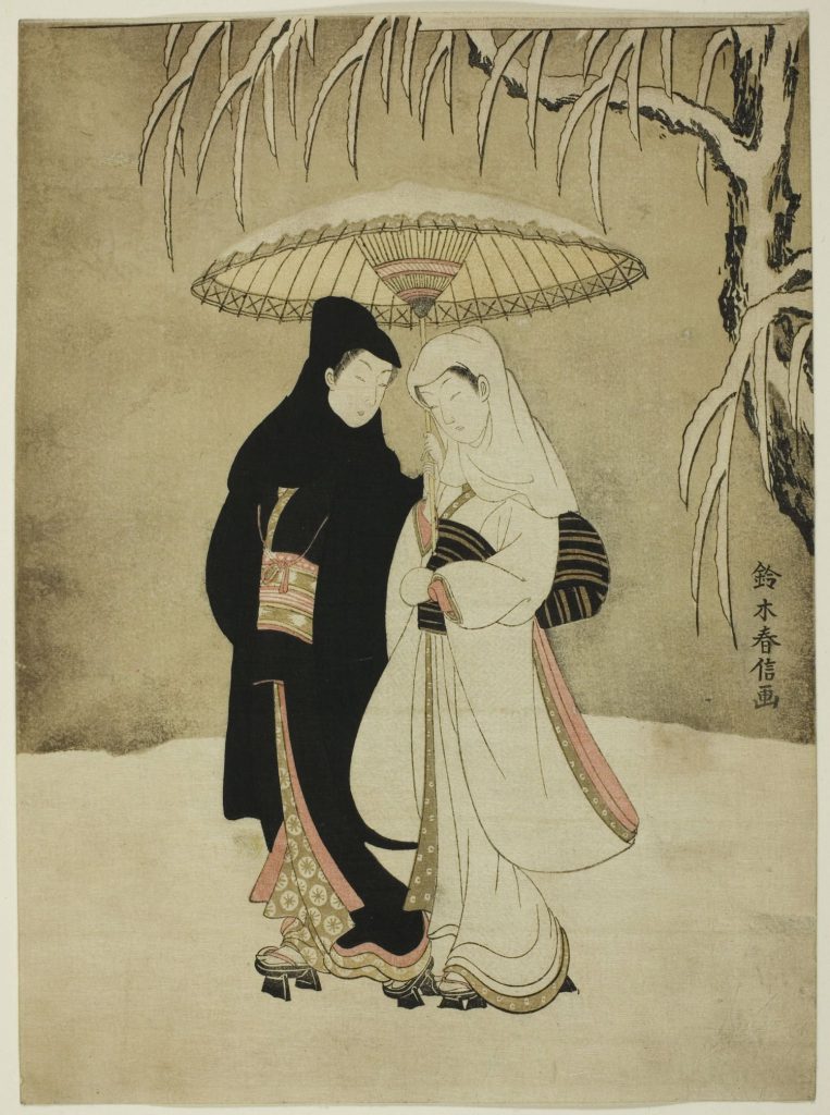 Suzuki Harunobu Dôi Tình Nhân Dưới Ô Trong Tuyết 1762–1772 763x1024