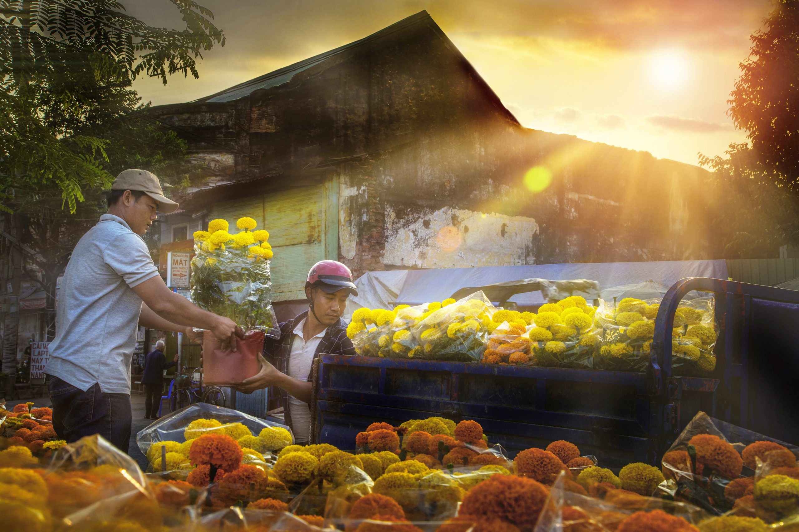32.Chợ hoa xuân trên bến dưới thuyền – Nguyễn Mạnh Cường