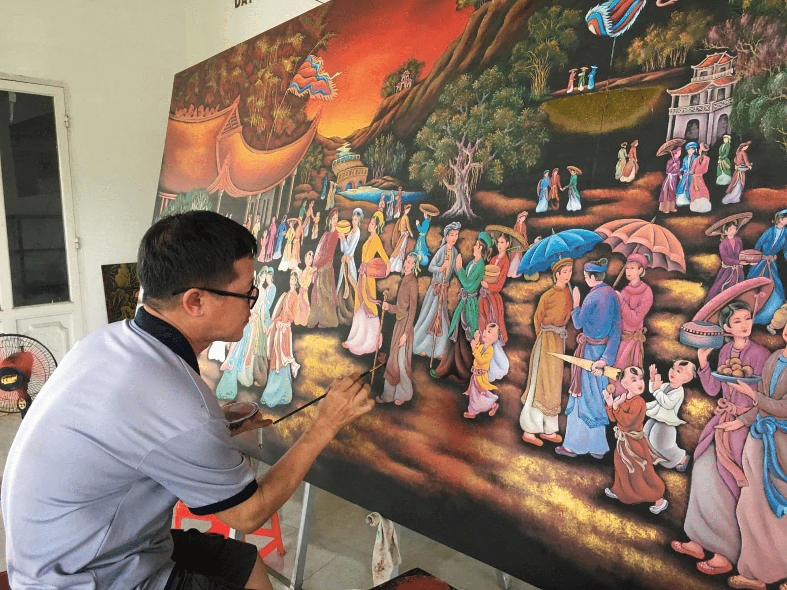 tranh sơn mài Tương Hiệp Bình di sản văn hóa phi vật thể ở Bình Dương 