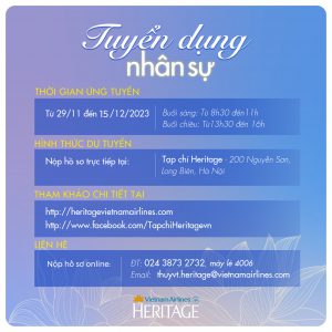 Vietnam Airlines gia hạn tuyển dụng nhân sự làm việc tại Heritage