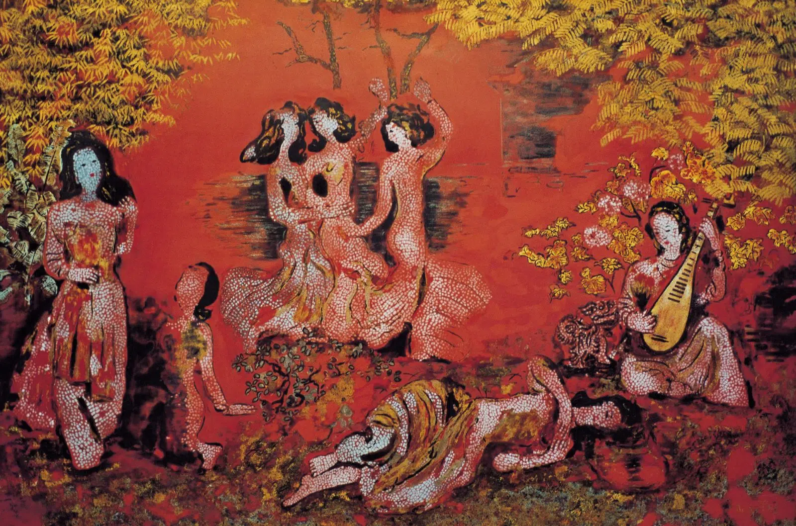 Tác phẩm Vườn xuân 1970 của họa sĩ Nguyễn Gia Trí