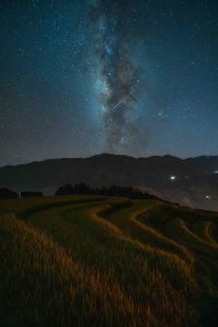 Starlight over terraced fields
